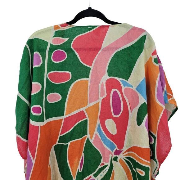 Christain Siriano Linen Beach Swimsuit Cover-up Pants Set L Multicolor Abstract - Picture 7 of 16